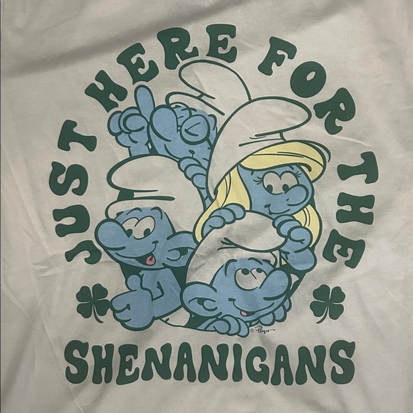 Just Here For The Shenanigans The Smurfs Tee 2XL St. Patrick’s Day - Picture 2 of 3